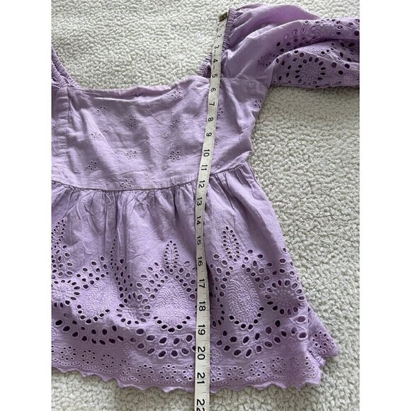 Walter Baker Novalee Top Lavender Eyelet Square Neck Short Puff Sleeve - Picture 12 of 16